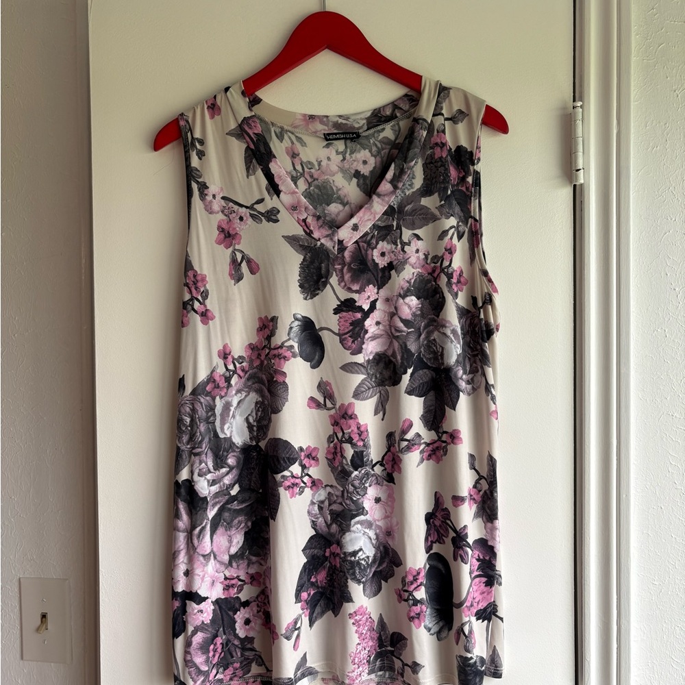 HEIMISH USA Floral Tank Top - Pink and Gray
